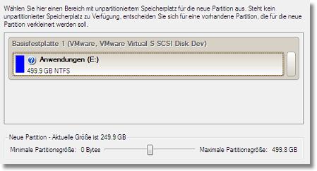 Partition Manager Virtuelle Server 94 Anwenderhandbuch Falls die zweite Option markiert wurde, kann im Assistenten eine vorhandene primäre Partition als Installationsort für das