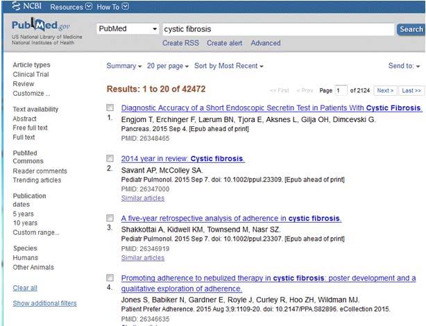 Sucheinschränkungen - Filters Die Suchmaske von PubMed bietet die Möglichkeit, die Suche nach folgenden