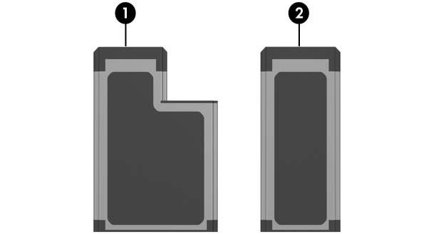 ExpressCards (bestimmte Modelle) Auswählen einer ExpressCard ExpressCards nutzen eine von 2 Schnittstellen und sind in 2 Größen erhältlich.