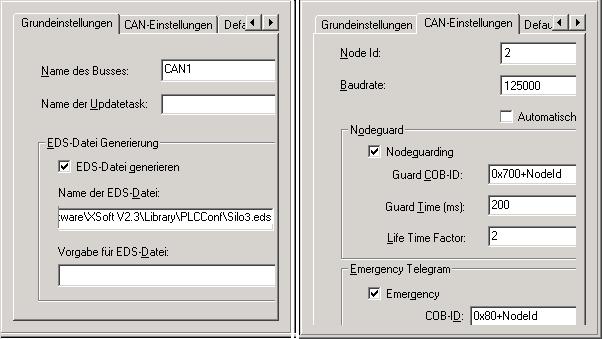 Abbildung 4: Steuerungskonfiguration erstellen Im Register CAN-Einstellungen tragen Sie die NodeID, Baudrate und