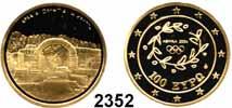 .. Polierte Platte* 360,- 2351 100 EURO 2003 (9,99g FEIN). GOLD Fb. 37. Olymp. Spiele - Palast von Knossos Im Originaletui mit Zertifikat.