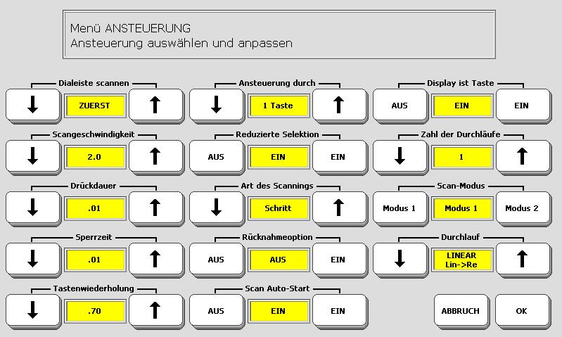 Ansteuerung mittels 1-Tasten-Scanning Schließen Sie die Taste an eine der beiden Tastenbuchsen an der rechten Seite des LightTalkers an.