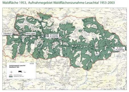 Wildlebensräume unterliegen langfristigen Entwicklungsprozessen Entwicklung Lesachtal / Waldzunahme von 50% auf 74% Zugleich starke Abnahme gut geeigneter