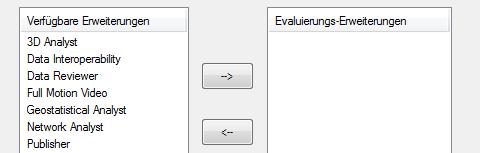 Ebenso können im nächsten Dialog auch einzelne Erweiterungen für die Evaluierung, d.h. für einen Testzeitraum von 60 Tagen, mit Ihrer Lizenz freigeschaltet werden.