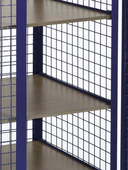 ) Wände wahlweise als Gitter oder als Aluminiumblech ausgeführt 6 Pulverbeschichtung RAL 00 enzianblau Produktinfo: - Fest verschweißte Winkelstahlkonstruktion in verschiedenen Ausführungen - Türen