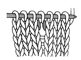 Dopo aver lavorato la maglia successiva avrai formato un asola di filo attorno al ferro destro simile a una maglia ma che forma un forellino nel lavoro.