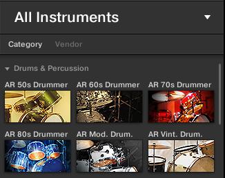 Der Browser zeigt jetzt die Instrumenten-Presets an. 5.