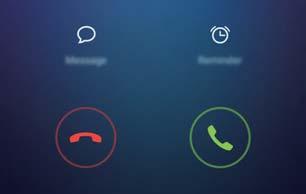 Anrufe und Kontakte Ziehen Sie Ziehen Sie Berühren Sie Berühren Sie nach rechts, um den Anruf entgegenzunehmen. nach links, um den Anruf abzulehnen., um den Anruf abzulehnen und eine SMS zu senden.