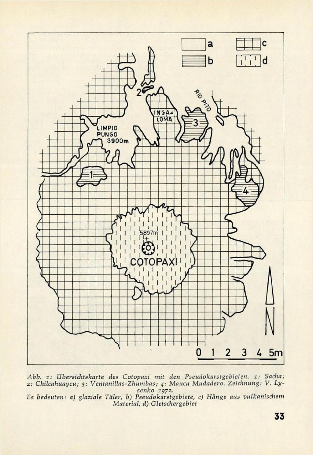 0 1 2 3 A 5m Abb. i: Übersichtskarte des Cotopaxi mit den Pseudokarstgebieten.