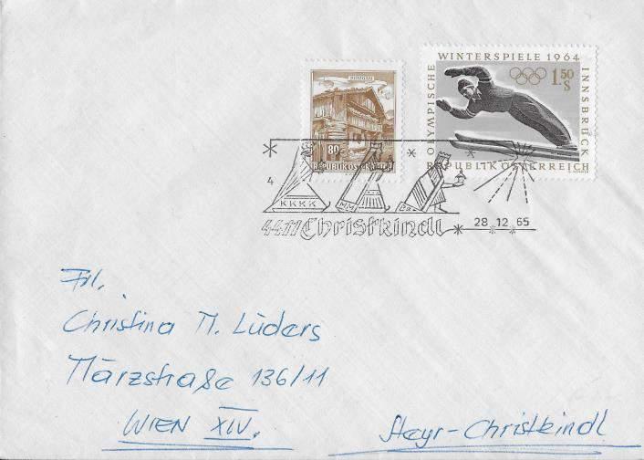 Erster Drei-Königs-Stempel 1965 auf einem Bedarfsbrief