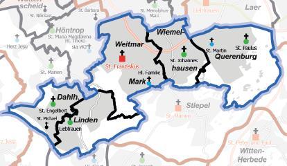Ausgangslage Geographie und Erreichbarkeit Die Pfarrei St. Franziskus liegt im Bochumer Süden und erstreckt sich in der Länge über 14 Kilometer.