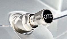 Ventilkappen mit geprägtem Audi Logo Die vier Metallkappen schützen das Ventil besser vor Staub, Schmutz und Feuchtigkeit.