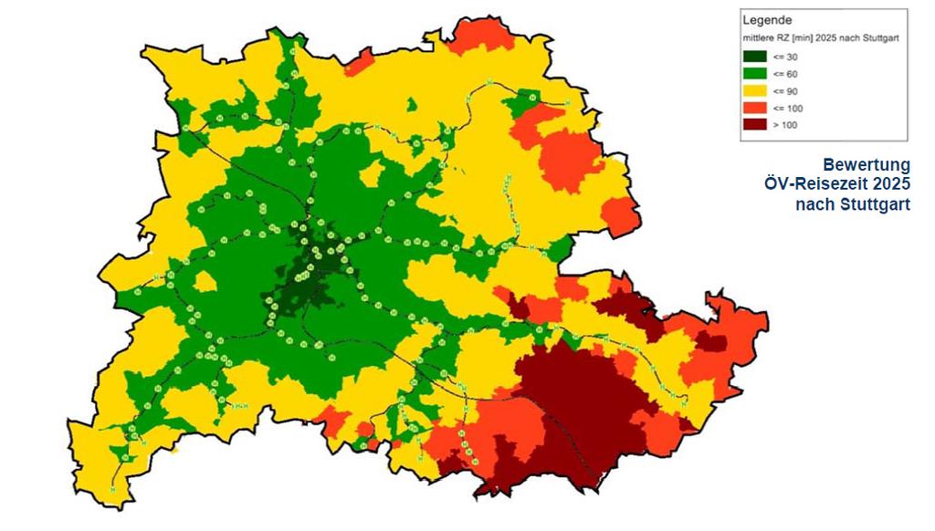 Zentrum PKW: grün/gelb= 45/60 Minuten