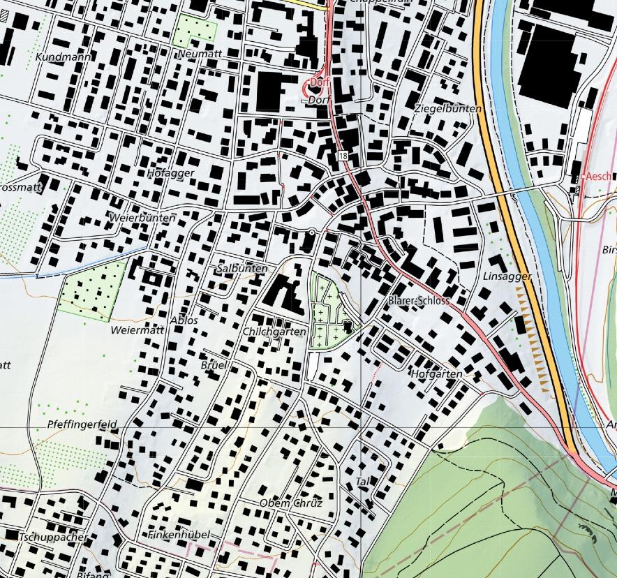 Dorfplan Aesch/BL Norden d b c g e a f < Westen Osten > Süden Pfeffingerstrasse 12b a b c d e f g Busstation Nr. 6, Pfeffingen - Aesch - Dornach/Arlesheim Bahnhof SBB Tram Endstation Nr.