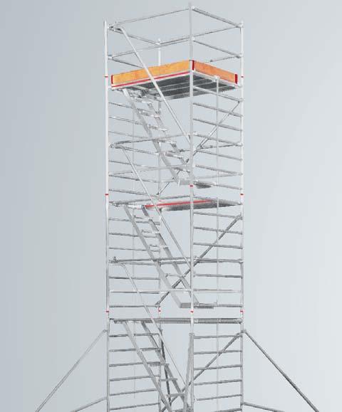 FAHRGERÜSTE SC 60 6576 Treppen-Fahrgerüst nach DIN EN 1004 Rahmenteilbreite Bühnenlänge Reichhöhe Gerüsthöhe Standhöhe 1,50 m 1,90 m 4,25 14,25 m 3,30 13,30 m 2,25 12,25 m Auch dieses Fahrgerüst