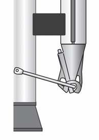5 3. Legen Sie Kunststoff-Unterlegscheiben zwischen Bügel und Mast und nieten Sie den Bügel an. Achtung: Möglicherweise muss der Bügel vor der Montage durch Biegung an das Mastprofil angepasst werden.