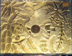 2003-1/079 Reliefglasplatte Tabak-Mexikaner farbloses u. topas-farb. sowie opak-lapis- u. -elfenbein-farb.