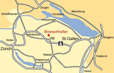 Geografie Hervorragende Verkehrsverbindungen Bronschhofen liegt in der Nordostschweiz und ist Teil der Euregio Bodensee, im Dreiländereck Deutschland-Österreich-Schweiz bzw.