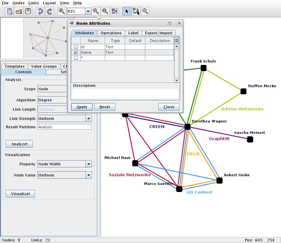 Features Basic Features Attributes data for nodes and edges analysis values: indices, partitions, cliques,.