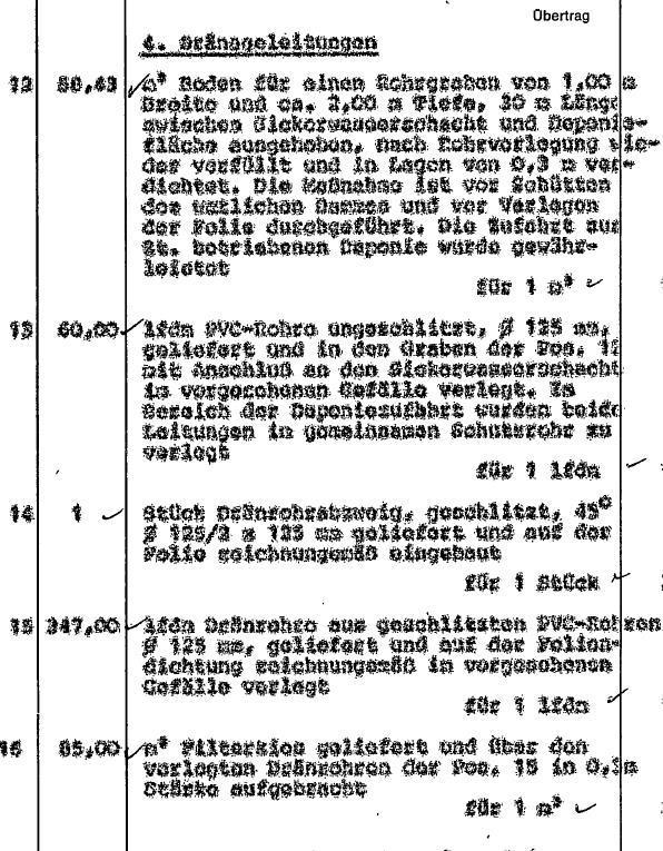 Einbau Foliendichtung und Schutzschicht aus Kiessand [5] S. 34) Bild 14: Schlussrechnung Fa.