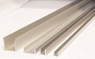 Eloxierte oder kunststoffbeschichtete Aluminium U-Profile Stablänge: 6 m Nr. U-Profil gleichschenklig Abmessung Leg. Al Mg Si 0,5 F22 E6/EV1 silbern E6/EV3 golden E6/C13 bronzen weiß RAL 9016 E50.5.080 8x 8 x 8 x1 X X E50.