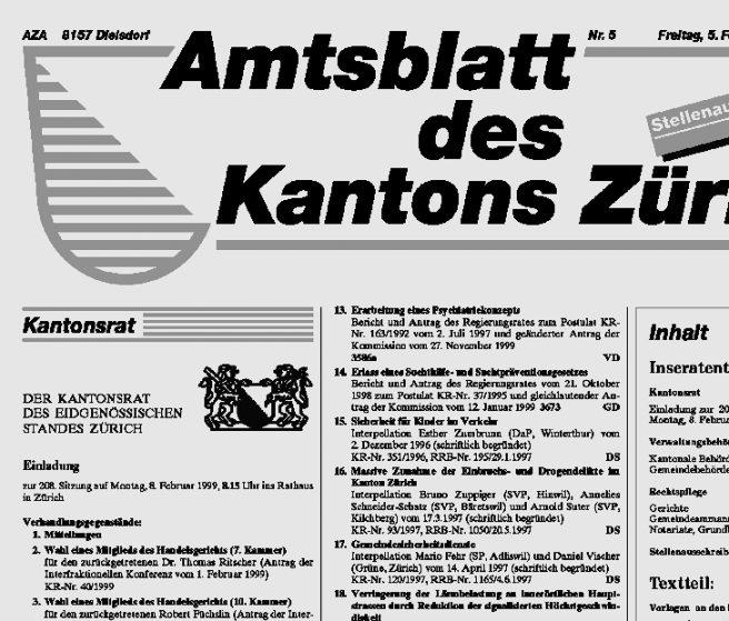 Amtsblatt-Inseratenteil Nr. 4 Freitag, 27. nuar 2012 Amtsblatt des Kantons Zürich Seite 101 004/241324 Konkursamt Pfäffikon. Schuldner: Dragan Zec, von Volketswil, geboren am 5.