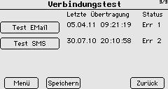 Solar-Log1000: Konfigurieren am Gerät E-Mail- und SMS-Benachrichtigung konfigurieren (Internet/Email/SMS) Versandzeit der Ertragsdaten einstellen Dialogfelder per Email Zum eingetragenen