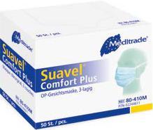 Masken Suavel Comfort Plus Suavel Comfort Unsere hochfiltrierende OP-Maske zum Binden OP-Maske nach EN, 14683 Typ II Bakterienfiltereffizienz > 99 % 3-lagig