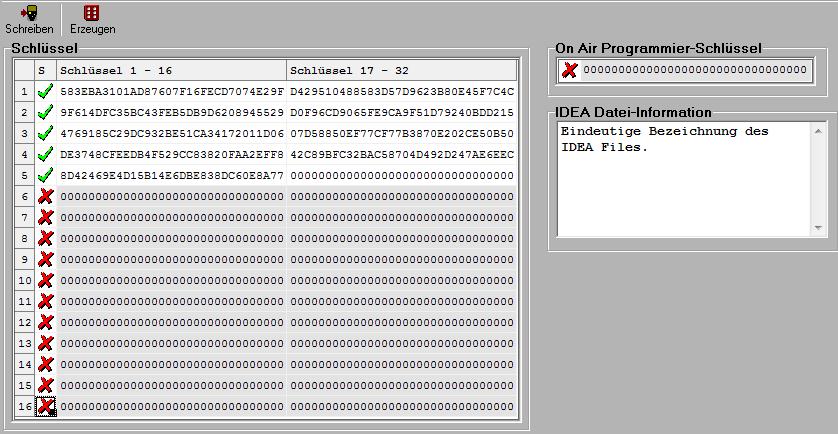 4.7 Register IDEA: Programmieren von Schlüsseln (nur DE910/920/925) In diesem Register können Schlüssel erzeugt bzw. erstellt und in IDEA-fähige Pager programmiert werden (jeweils DE910/920/925).