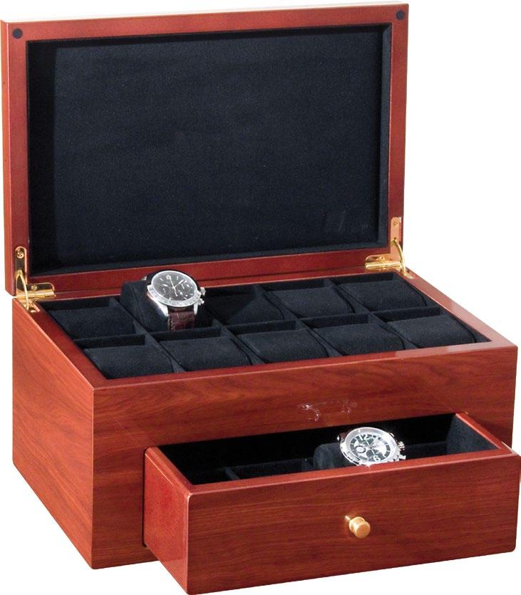 Atlantic For 2 watches, polished rosewood veneer, interval motors with right, left and bidirectional rotations, each motor is programmable individually be tween 650 and 3600 turns per day, belt