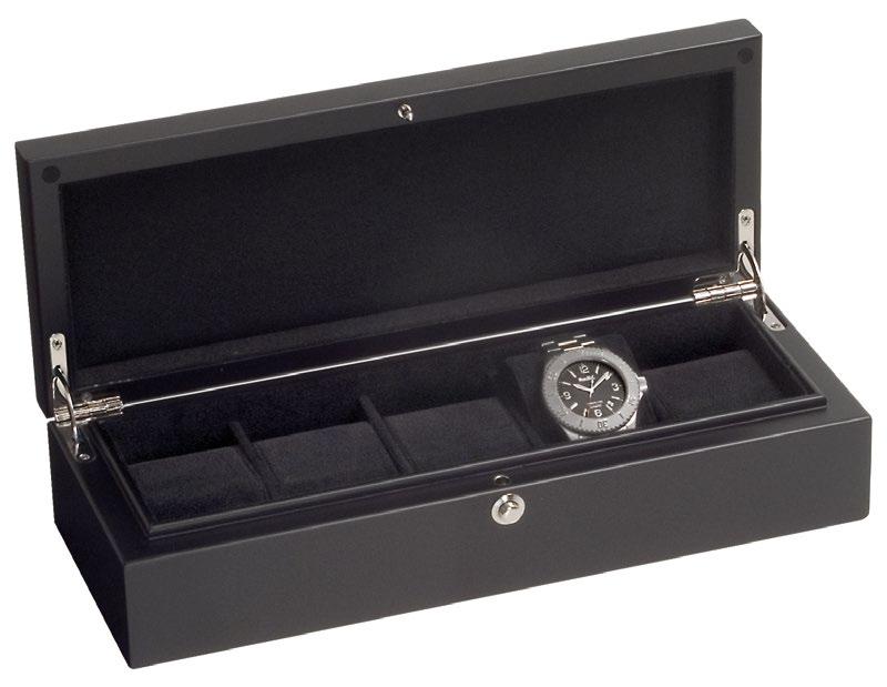 Watch Collector s Box Piano Silk For 5 watches, matte black finish, polished hardware, inside black velvet. 4 No.