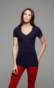 Damen T-Shirts (Kurzarm V-Neck) Midnight Soft BL8417 8417 Tissue Jersey Deep V-Neck T-Shirt 100 g/m² Tiefer V-Ausschnitt Sehr weich,