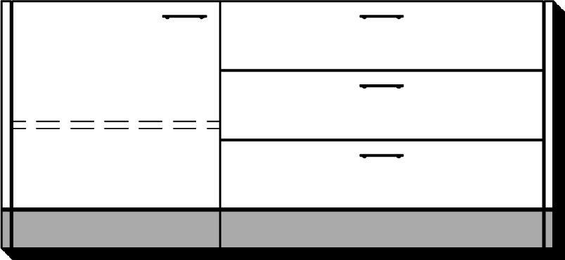 Hänge-Beimöbel (Kombinationen) (empfohlene Aufhängehöhe = Oberkante 85 cm) (empfohlene Aufhängehöhe = Oberkante 85 cm) Hänge-Anrichte mit 3 breiten