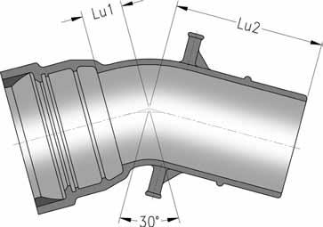 Bauteilbetriebsdruck (PFA) 100 bar der DN Lu1 Lu2 BLS /VRS -T-Verbindung 80 55 200 9,1 100 65 220 12,3 125 75 240 17,0 150 85 260 24,2 200 110 300 39,7 250 130 335 60,5 300 150 365 87,3