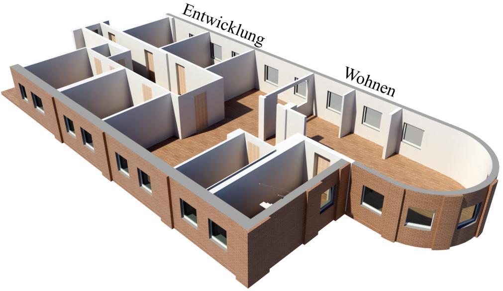 Abbildung 1: Modell des Living Place Hamburg Durch eine Vielzahl von Sensoren werden Zustände erfasst, aus denen u.a. kontextbezogene Stimmungen abstrahiert werden ( Situation Based Behaviour of Smart Environments ) (VON LUCK 2009) oder z.
