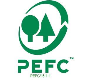 PEFC (=Programme for the Endorsement of Forest Certification Schemes) Gütezeichen für Holz und Holzprodukte aus nachhaltig bewirtschafteten Wäldern.
