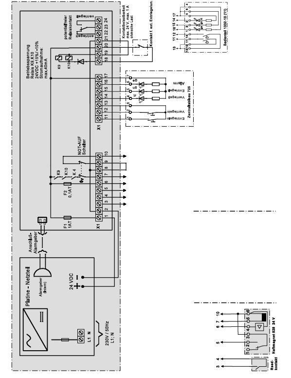 2.7.3 Anschlussplan F E D F1 2 AT C A B F E D A B F E D C A B AB EF D 10 AB D 10 Türkontakt (RR Kontakt) Fluchttüröffner Modell 331U (V) Ankerkontakt Türkontakt (RR