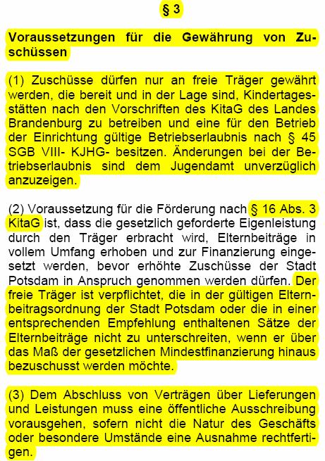Kita- Finanzierungrichtlinie Potsdam Normencheck: