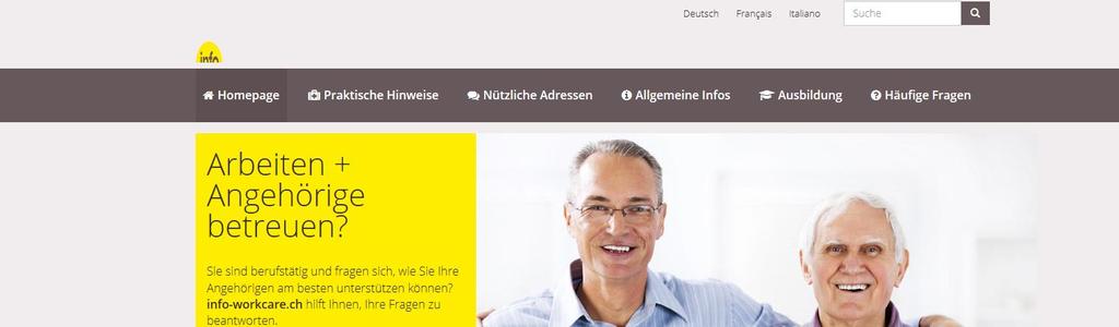 Informationsplattform für erwerbstätige Angehörige www.info-workcare.ch von Travail.