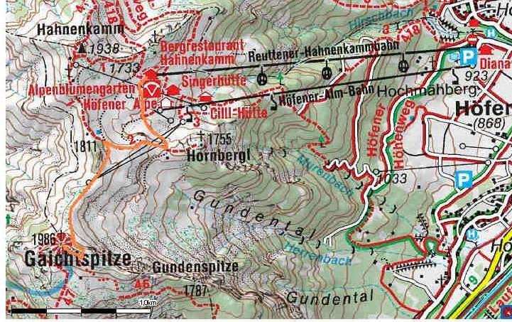 Zur Gaichtspitze Startpunkt: Bergstation Reuttener Seilbahnen Zielpunkt: Gaichtspitze Gehzeit: ca.