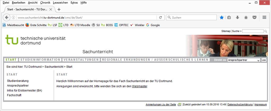 Infos zum Lernbereich Sachunterricht Homepage: www.sachunterricht.tu-.