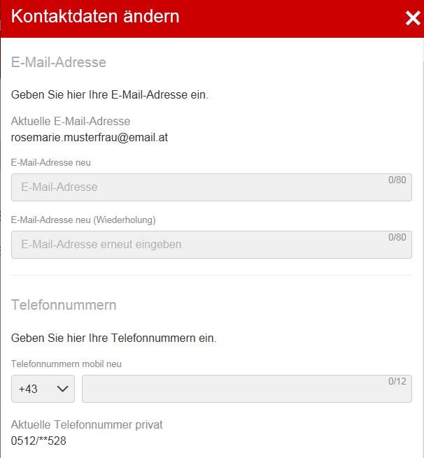 dem jeweiligen Konto. Kontaktdaten ändern User-Menü > Meine Daten Hier können Sie Ihre persönlichen Kontaktdaten, wie z.b.