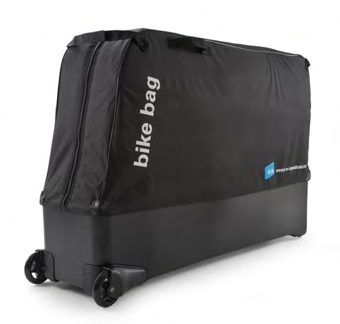 into a bag made of padded nylon suitable for the transport of racing bikes, triathlon bikes and mountain bikes incl.
