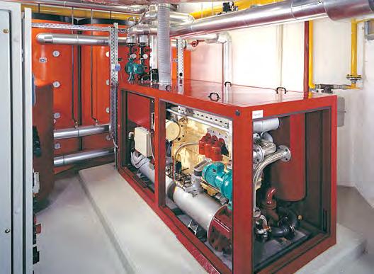 Kompressionswärmepumpe mit Gasmotor-Antrieb Eine Besonderheit der Gasmotorwärmepumpe ist das Angebot von gleich vier unterschiedlichen Temperaturniveaus: Verdampferwärme 10 C und tiefer, je nach