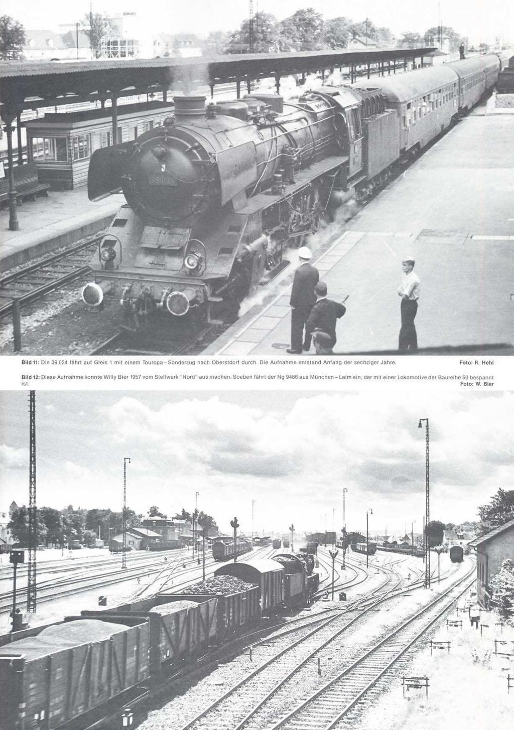 Bild 11: Dte 39 024 fahrt auf Gleis 1 mit Einem Touropa-Sonderzug nach Oberstdar - f durch. Die Aufnahme entstand Anfang der sechziger Jahre.