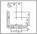 5210032 Edelstahleffekt Für stehende Trennwände innenliegender Winkel Montage: Glas / Glas