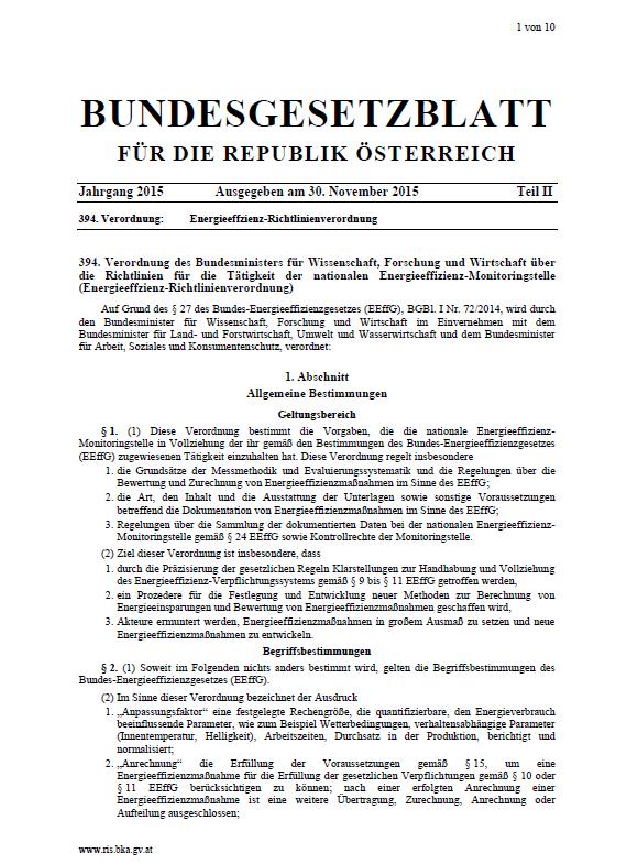 Regeln, wie Einsparungen zu berechnen sind: Energieeffizienz-Richtlinienverordnung Methodendokument der Österreichischen Energieagentur Energieeffizienz-