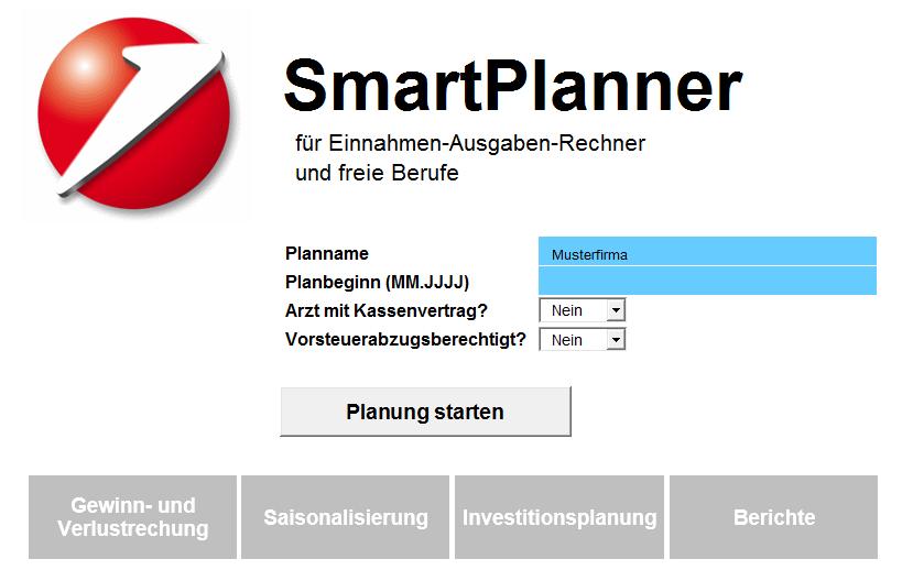 Die Eingabe des SmartPlanners beginnt mit der Erfassung des Plannamens und des Planbeginnes.