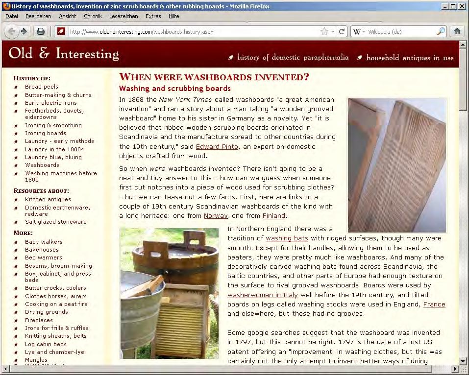 WEB www.oldandinteresting.com/washboardshistory.aspx When were washboards invented?