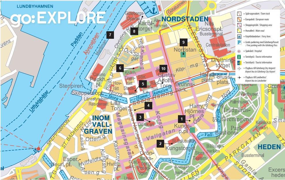 Stadterkundung auf eigene Faust mit Tipps Die Touristikinformation Göteborg (www.gotenborg.com) bietet folgenden Rundgang an, der beliebig abgelaufen werden kann.